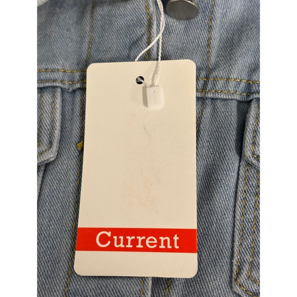 Current Women's Distressed Light Wash Denim Vest Frayed Sleeveless L NWT - Picture 4 of 5